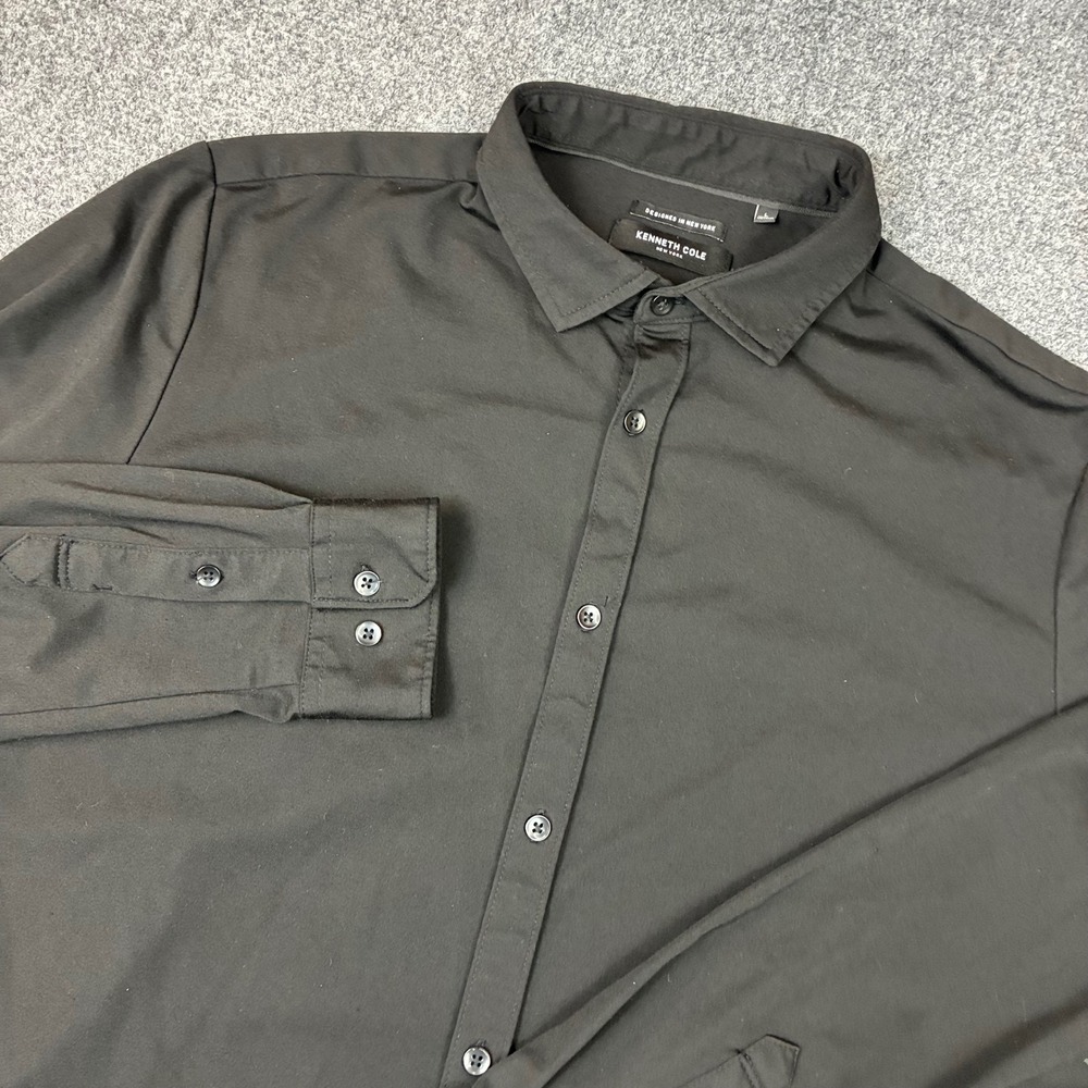 Kenneth Cole New York Mens Black Long Sleeve Button Down Shirt Large